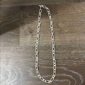 36” Hammered Link Sterling Silver Chain Necklace